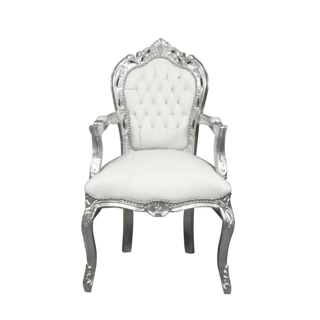 Pic-Event Location Fauteuil baroque blanc argent