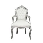 Pic-Event Location Fauteuil baroque blanc argent