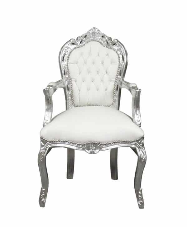 Pic-Event Location Fauteuil baroque blanc argent