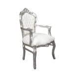 Pic-Event Location Fauteuil baroque blanc argent