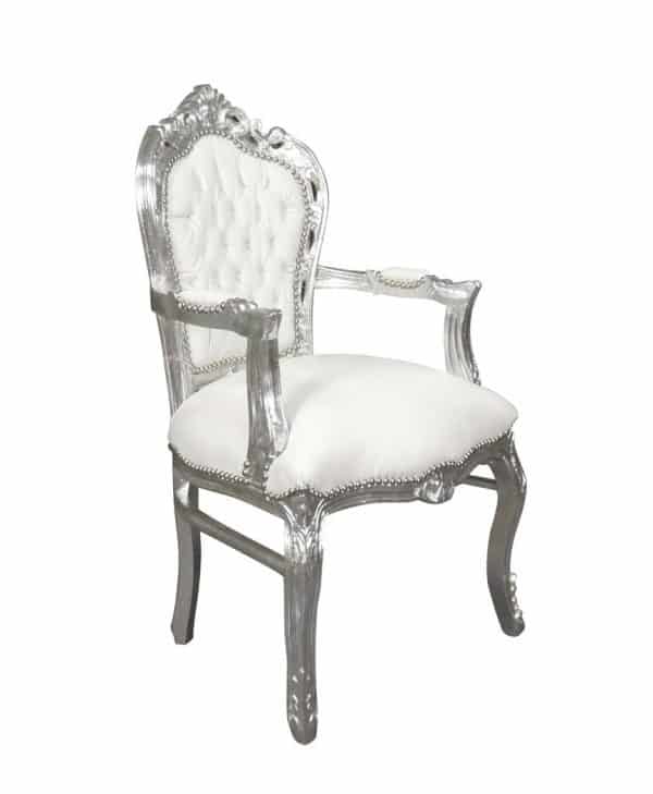 Pic-Event Location Fauteuil baroque blanc argent