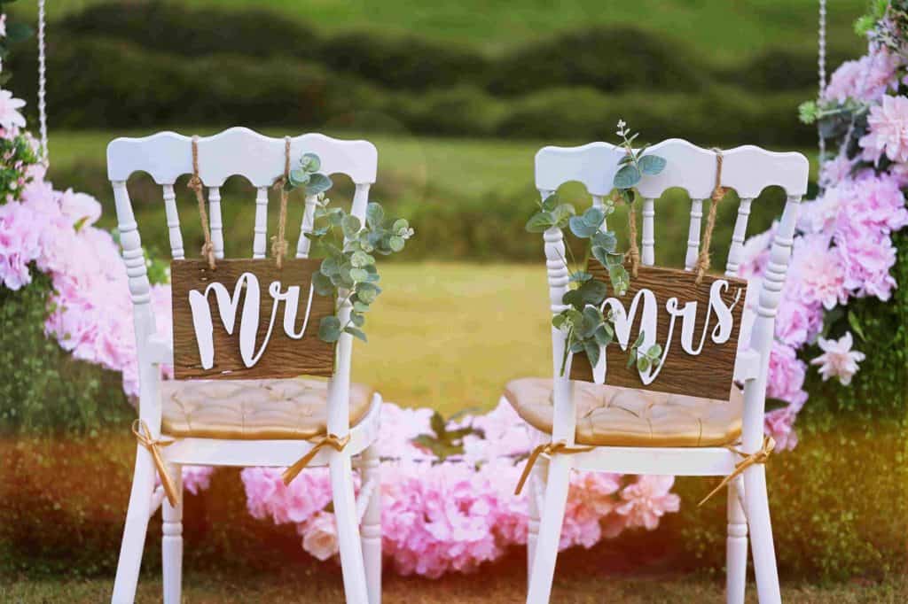 Wedding chairs in garden party