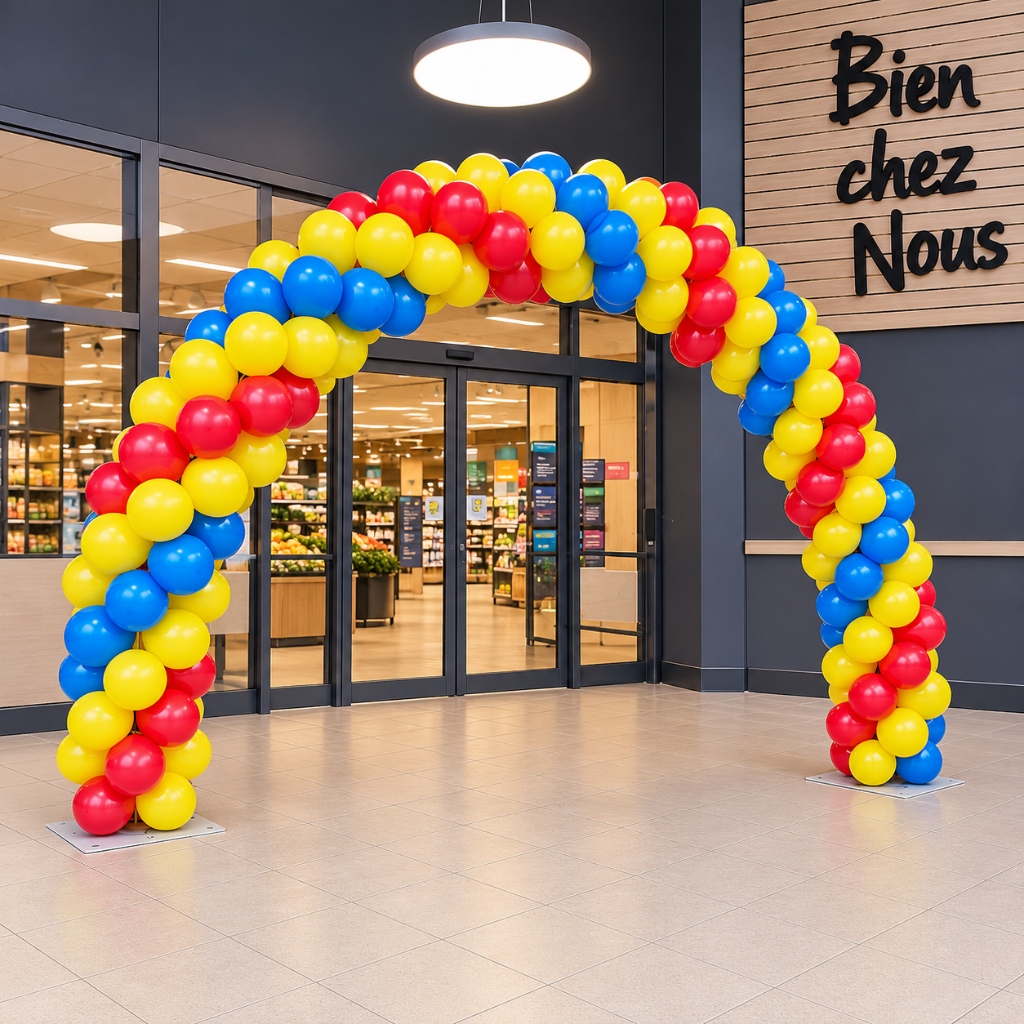 Arche de ballons supermarché Bien chez Nous