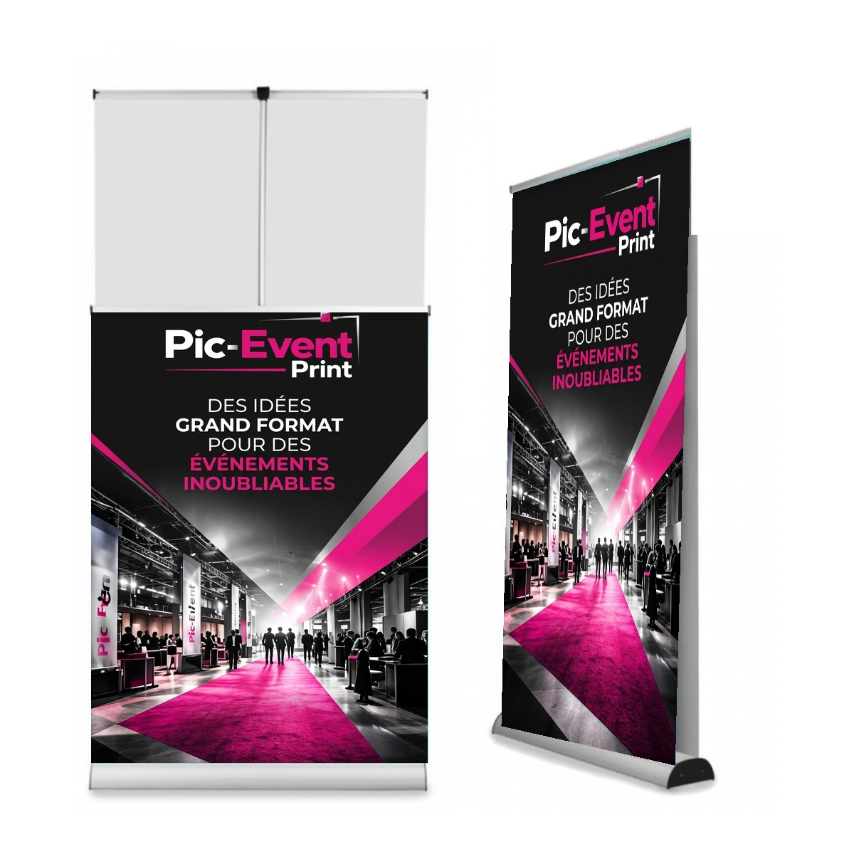 Location Impression Roll-Up Double Visibilité 85x200 cm Double Face personnalisé Pic-Event Print - Pic-Event Impression Roll-Up Double Visibilité 85x200 cm Double Face personnalisé Pic-Event Print