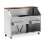 Location Bar mobile avec bac à glace et porte-bouteilles - comptoir 150 cm effet bois
